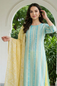 Yellow Floral Pure Cotton Stole