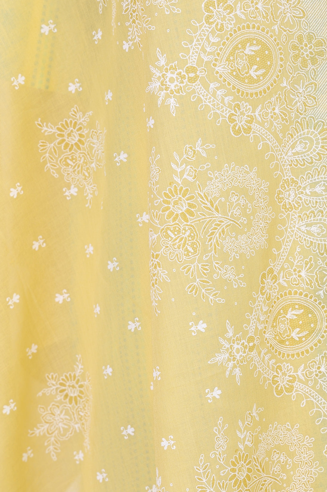 Yellow Floral Pure Cotton Stole