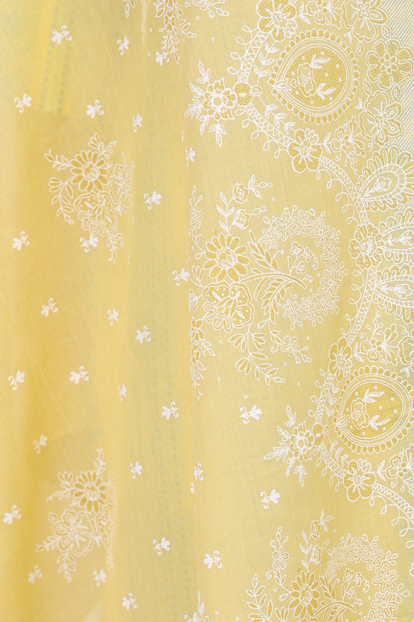 Yellow Floral Pure Cotton Stole