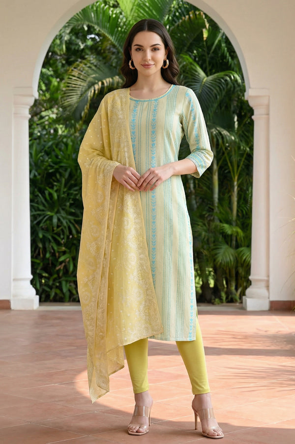 Yellow Floral Pure Cotton Stole