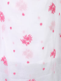 Off White Thread Embroidered Semi Sheer Kota Dupatta