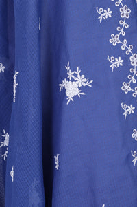 Blue Thread Embroidered Dupatta