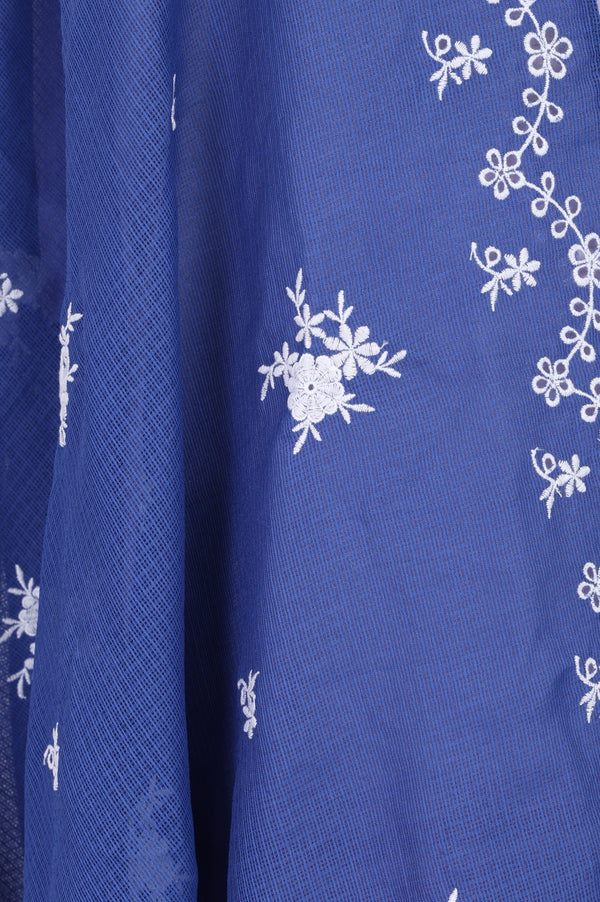 Blue Thread Embroidered Dupatta