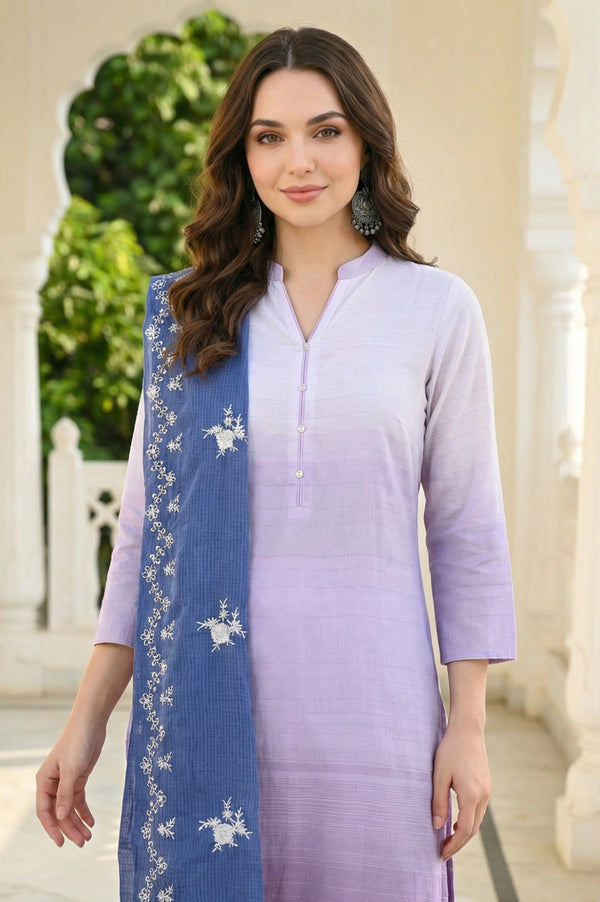 Blue Thread Embroidered Dupatta