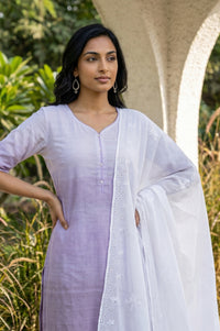 White Schiffily Embroidered Kota Dupatta