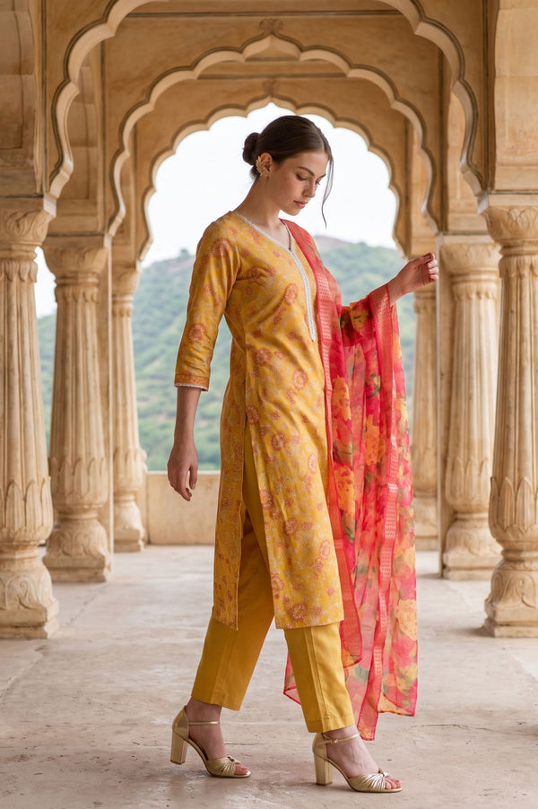 Pink Floral Printed Dupatta With Border