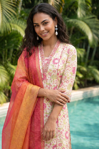 Orange Striped Zari Jacquard Dupatta