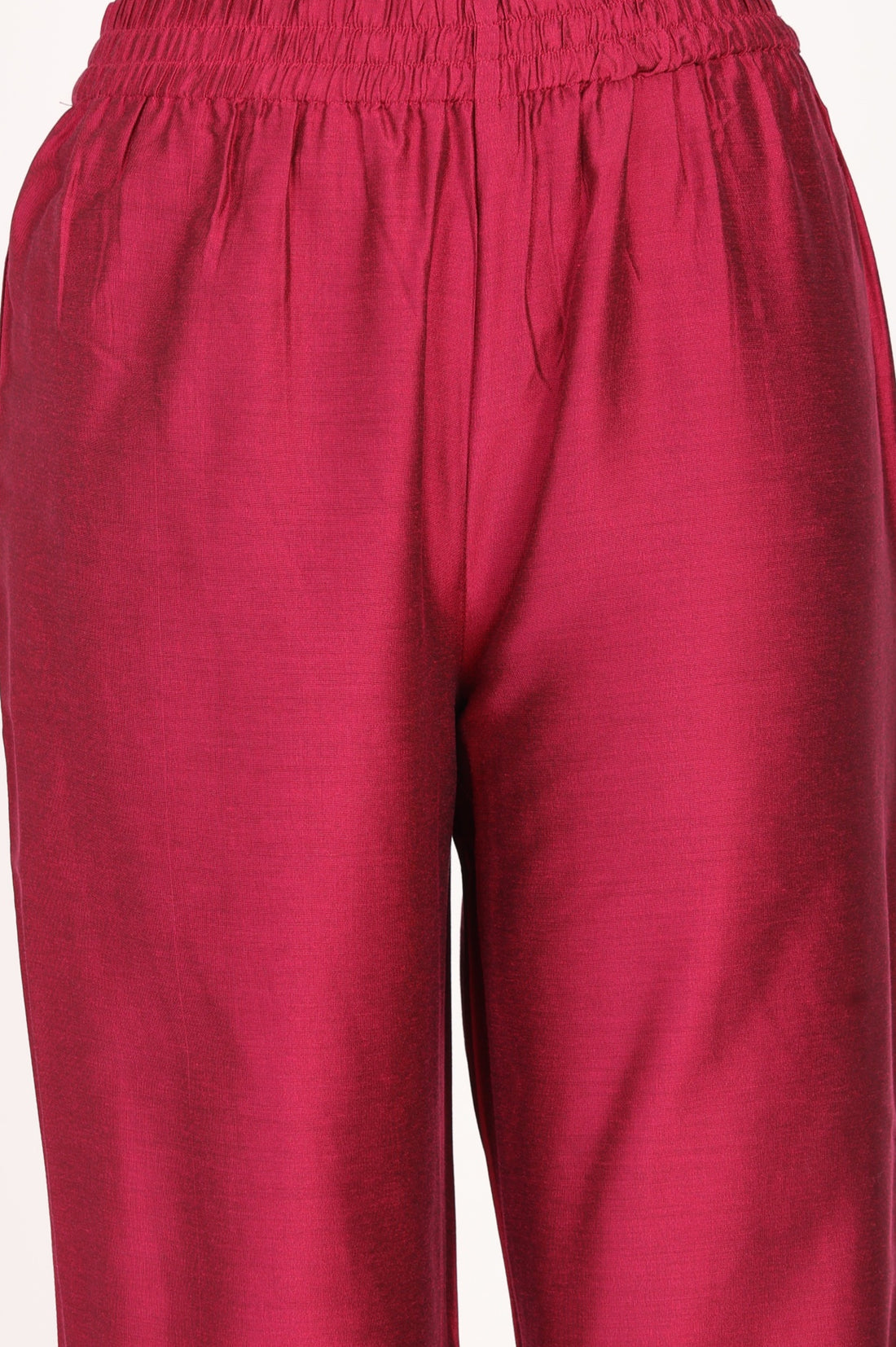Red Yarn Dyed Jacquard Ankle Length Trousers