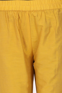 Yellow Yarn Dyed Solid Straight Fit Ankle Length Trousers