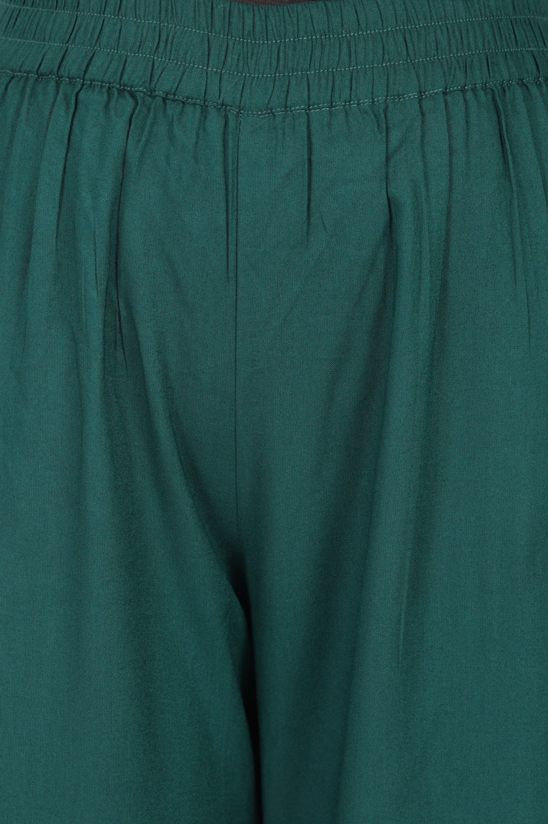 Teal Thread Embroidered Rayon Straight Ankle Length Mid Rise Trousers