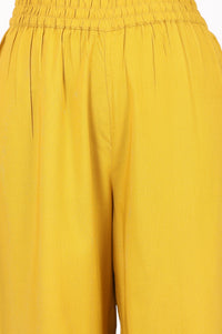 Mustard Ankle Length Mid Rise Straight Trousers
