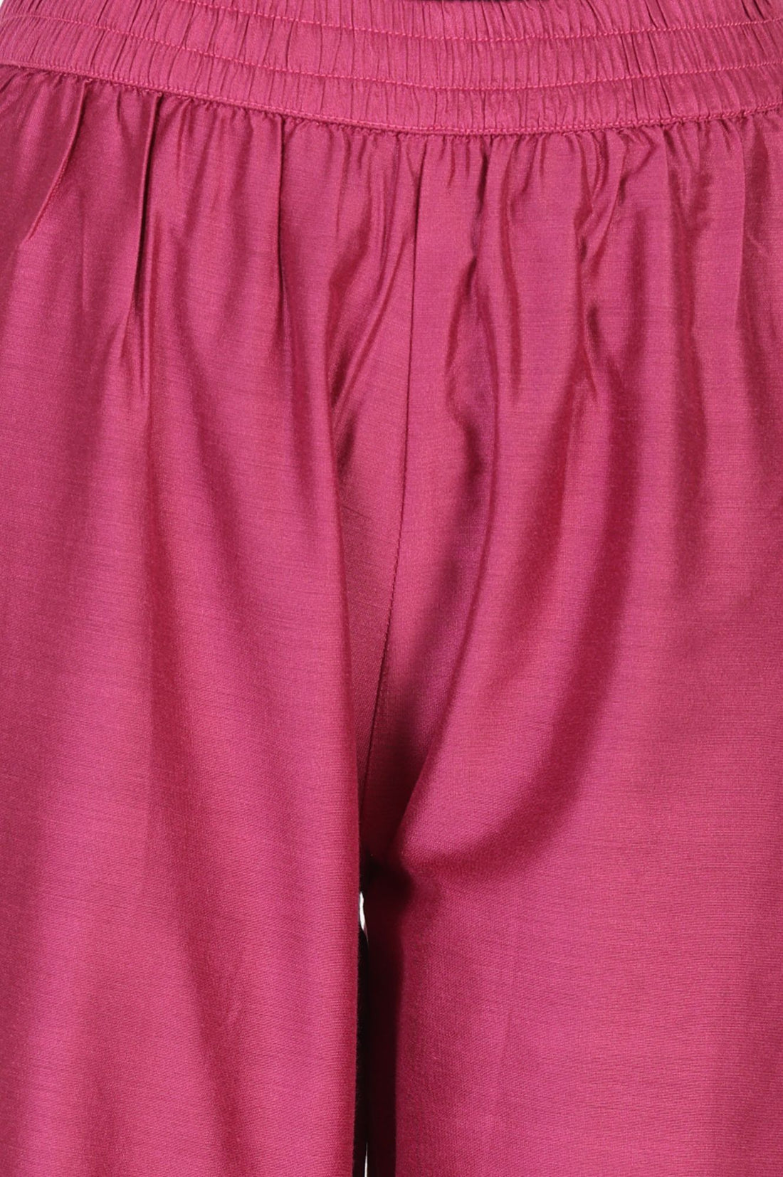 Pink Yarn Dyed Solid Ankle Length Mid Rise Trousers
