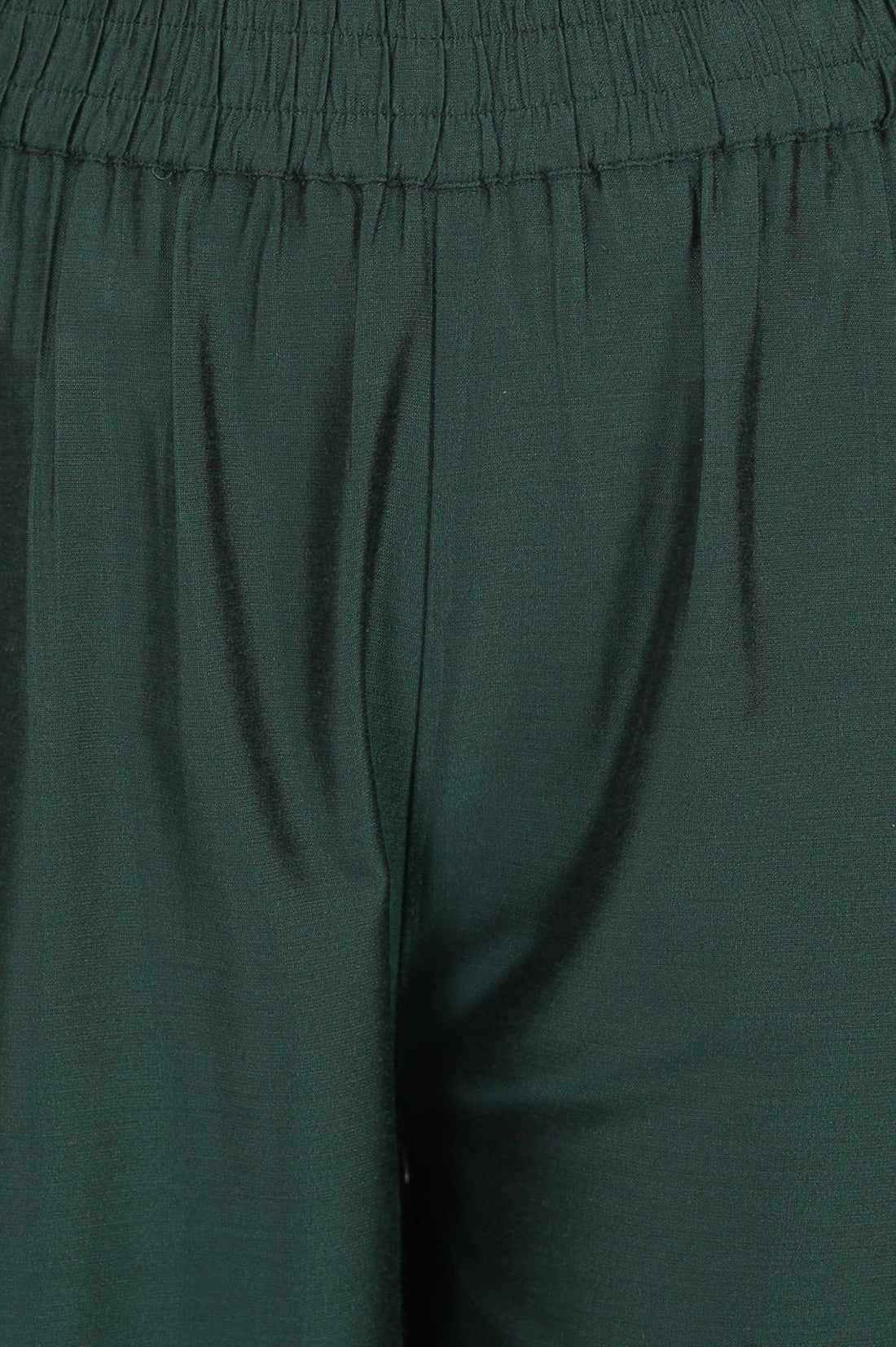 Teal Yarn Dyed Thread Embroidered Straight Fit Ankle Length Mid Rise Trousers