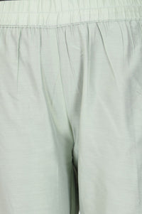 Mint Green Yarn Dyed Solid Straight Fit Ankle Length Trousers