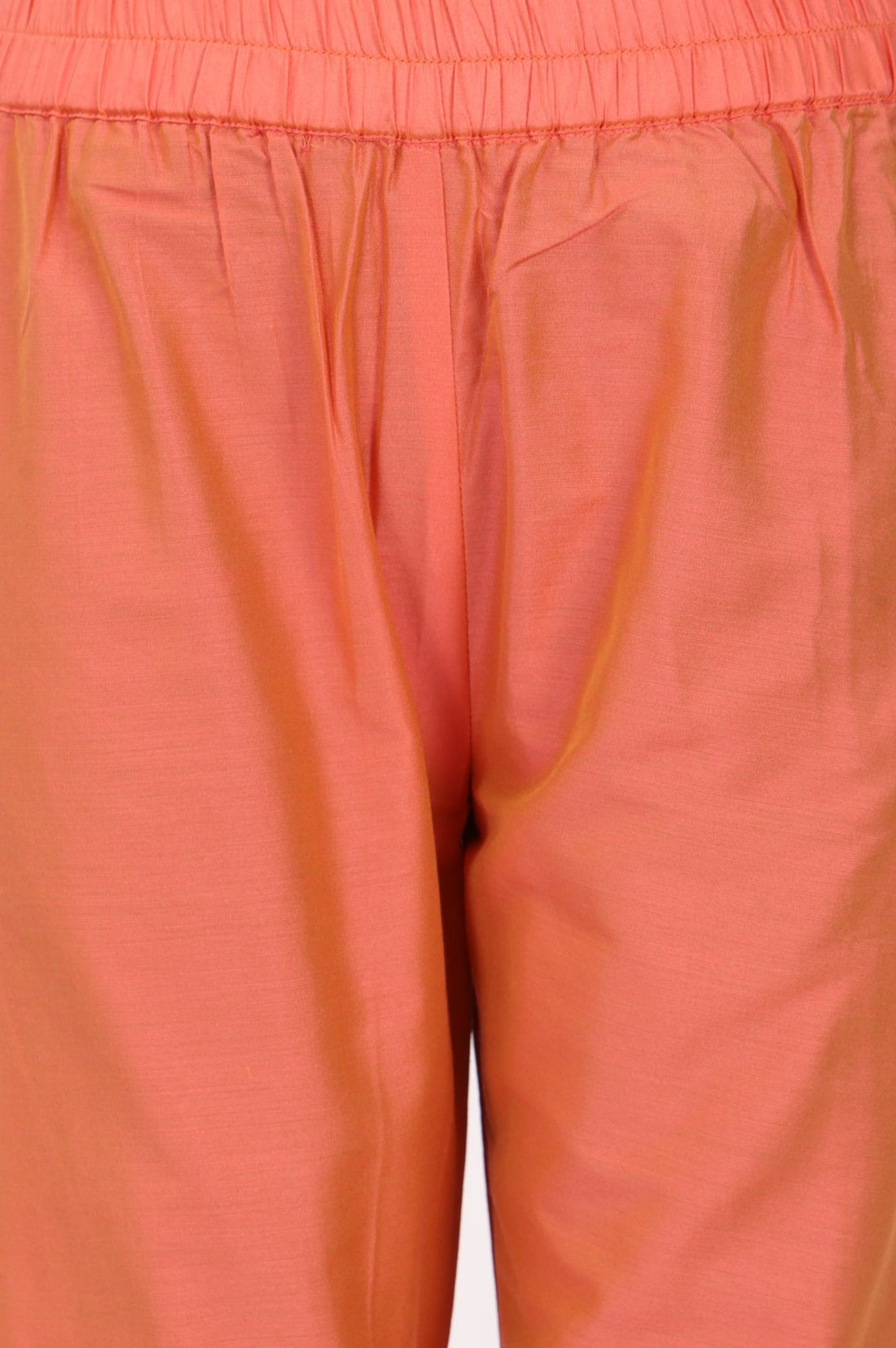Orange Yarn Dyed Solid Straight Fit Ankle Length Trousers