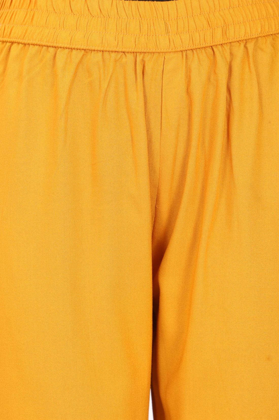 Yellow Solid Rayon Straight Fit Ankle Length Trousers