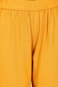 Yellow Solid Rayon Straight Fit Ankle Length Trousers