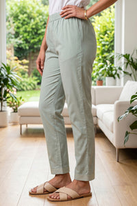 Mint Green Pure Cotton Ankle Length Trousers