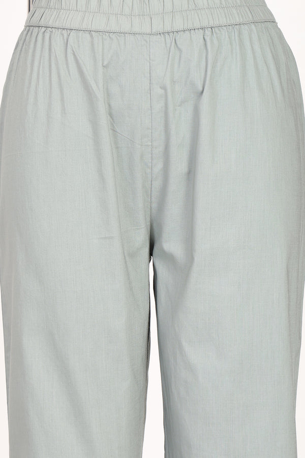 Mint Green Pure Cotton Ankle Length Trousers