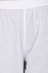 White Solid Pure Cotton Straight Fit Ankle Length Trousers