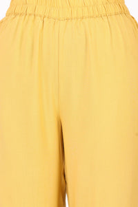 Mustard Pure Cotton Straight Fit Ankle Length Mid Rise Trousers