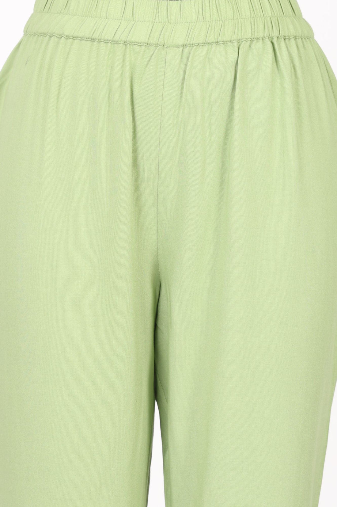 Mint Green Solid Buttons Rayon Straight Ankle Length Mid Rise Trousers