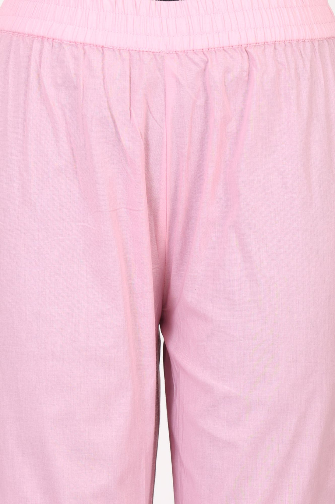 Pink Solid Pure Cotton Ankle Length Mid Rise Trousers