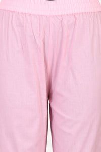 Pink Solid Pure Cotton Ankle Length Mid Rise Trousers