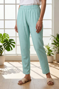 Mint Green Ankle Length Rayon Straight Fit Trousers