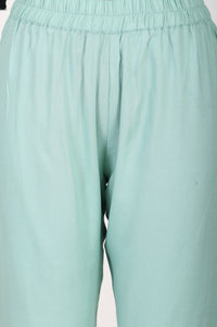 Mint Green Ankle Length Rayon Straight Fit Trousers