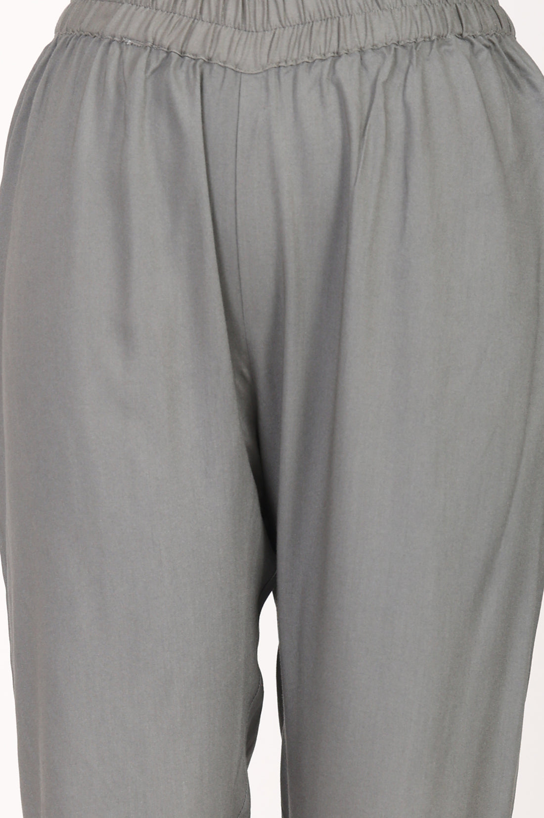 Grey Mid Rise Ankle Length Straight Fit Trousers
