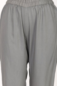 Grey Mid Rise Ankle Length Straight Fit Trousers