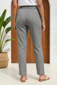 Grey Mid Rise Ankle Length Straight Fit Trousers