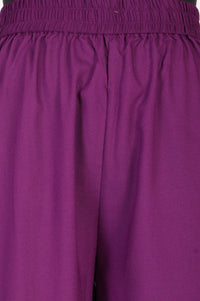 Purple Solid Buttons Rayon Straight Fit Ankle Length Mid Rise Trousers