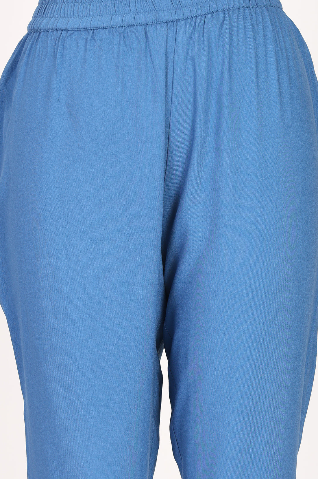 Blue Ankle Length Rayon Straight Trousers