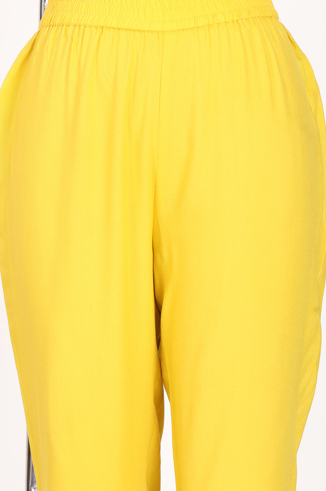 Yellow Ankle Length Rayon Straight Trousers