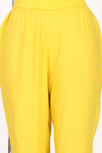 Yellow Ankle Length Rayon Straight Trousers