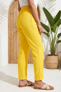 Yellow Ankle Length Rayon Straight Trousers