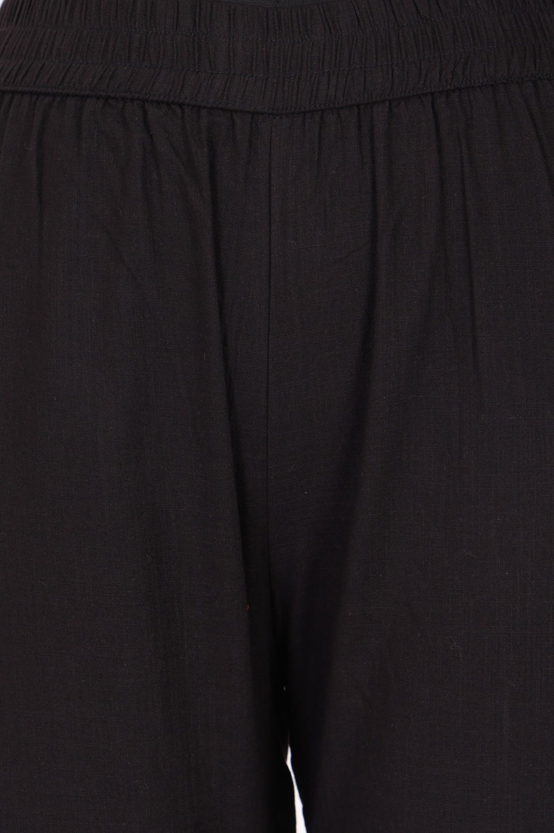 Black Solid Lace Pure Cotton Straight Fit Ankle Length Trousers