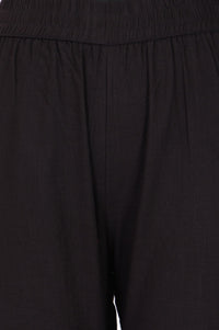 Black Solid Lace Pure Cotton Straight Fit Ankle Length Trousers