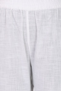 White Solid Lace Pure Cotton Straight Fit Ankle Length Trousers