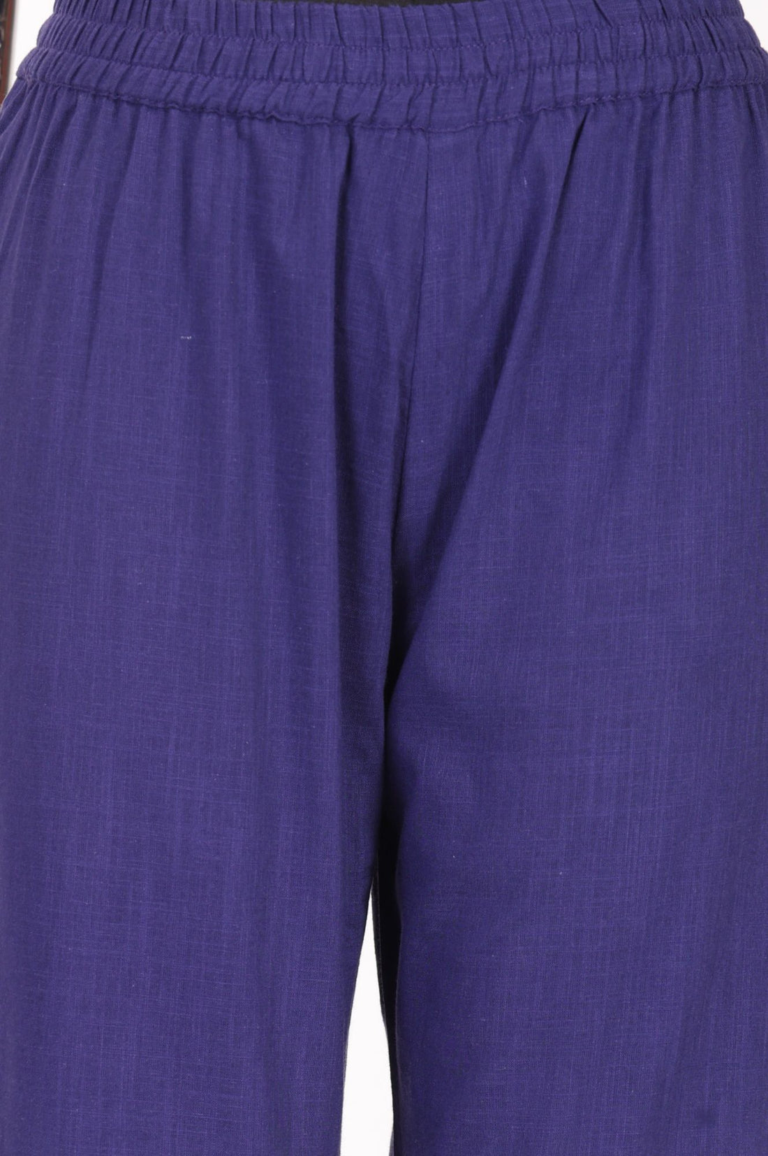 Purple Thread Embroidered Pure Cotton Straight Fit Ankle Length Trousers