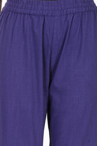 Purple Thread Embroidered Pure Cotton Straight Fit Ankle Length Trousers