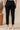 Black Solid Cotton Flax Everyday Trousers