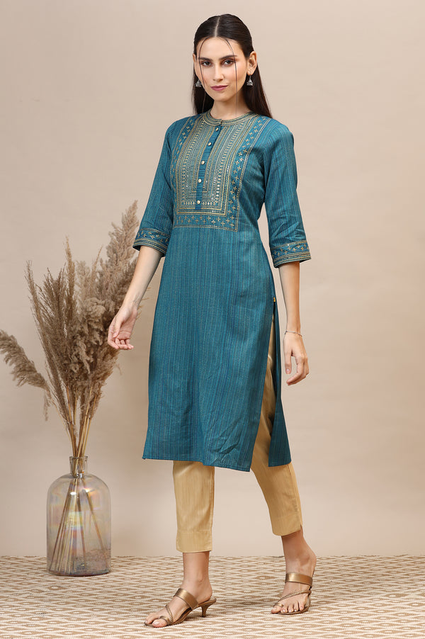 Gold Solid Straight Fit Ankle Length Trousers