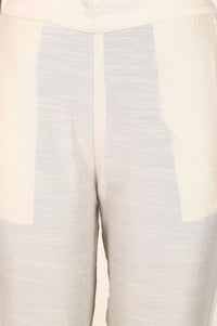 Off-White Yarn Dyed Solid Slim Fit Ankle Length Trousers