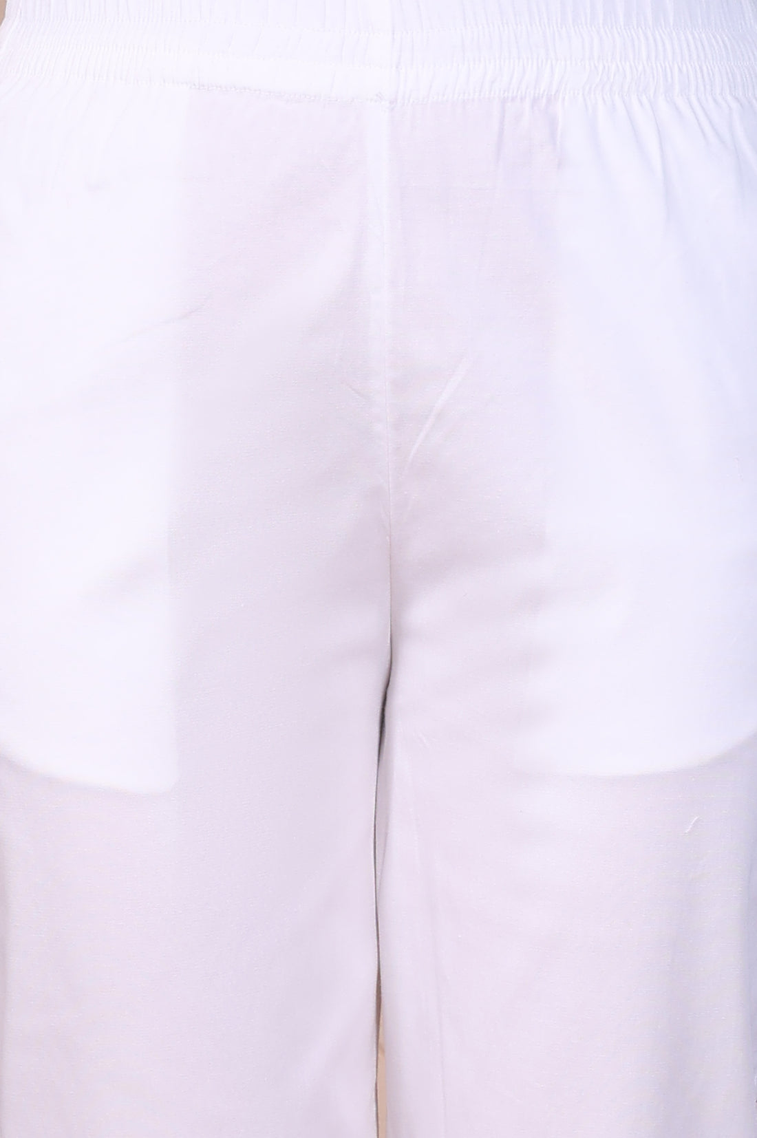 White Straight Fit Cotton Blend Slim Pants