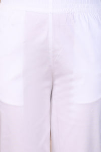 White Straight Fit Cotton Blend Slim Pants