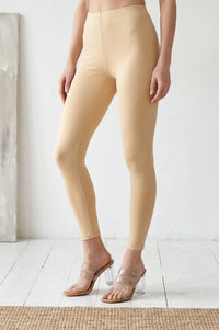 Gold Solid Skinny Fit Ankle Length Leggings