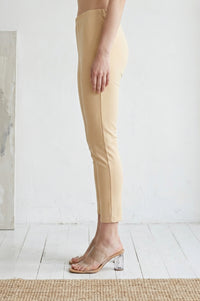 Gold Solid Cotton Blend Skinny Fit Ankle Length Mid Rise Tights